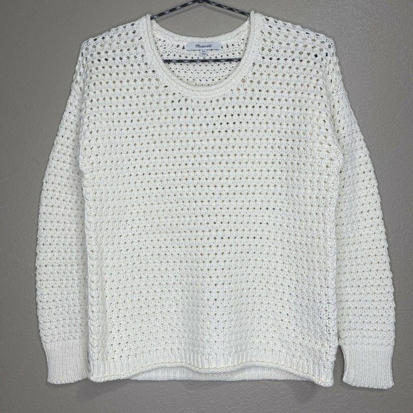 Madewell Pearl Ivory Austen Open-Stitch Chunky Knit Sweater XXS NWT - Picture 3 of 12